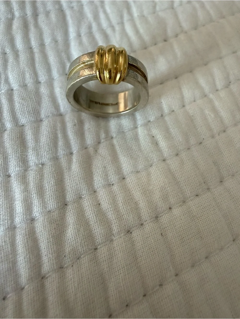 Tiffany & Co. Sterling Silver Band Ring with Gold Accent